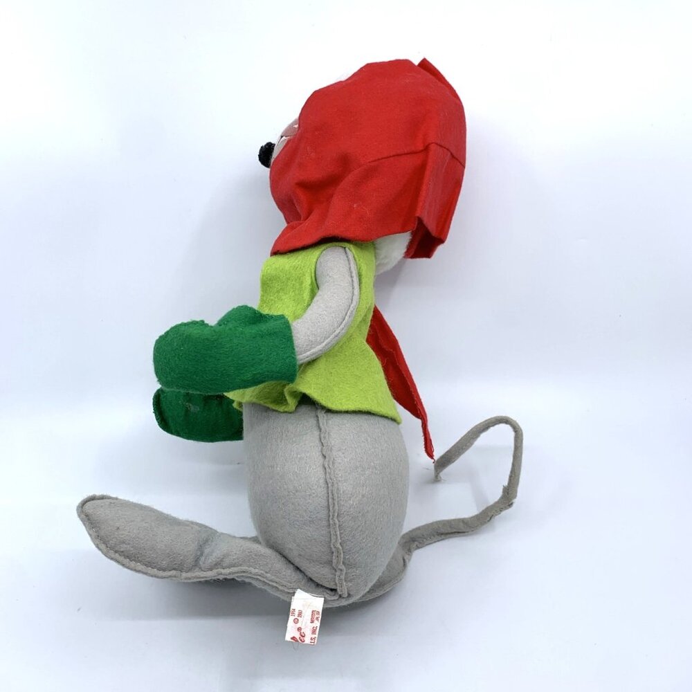 Vintage Annalee Mobilitee Christmas Mouse Doll 14” Poseable Felt USA Green Vest - Picture 8 of 11